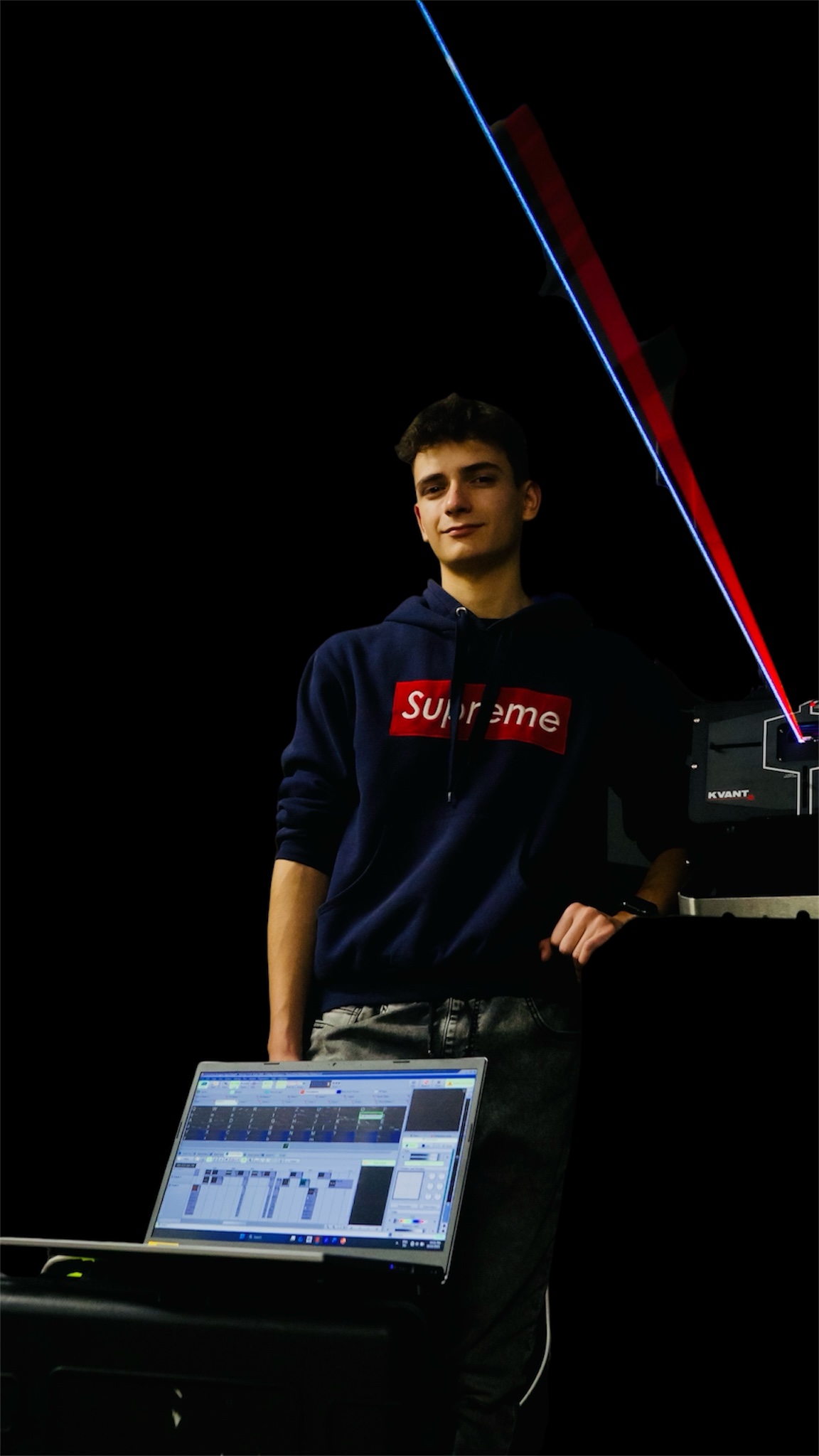 Daniel Borbely with a laser fixture
